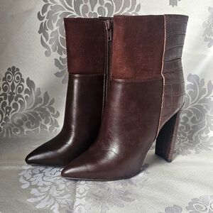 Mixed Media Saskia Brown Ankle Boots